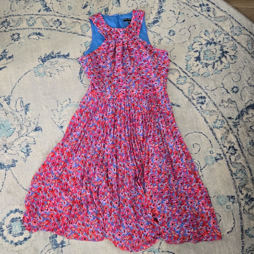 Maggy London Pink and Blue Floral Dress Size 5